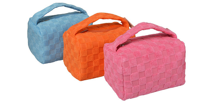 Cosmetic Bag With Top Handle Checker Board Asst Colours