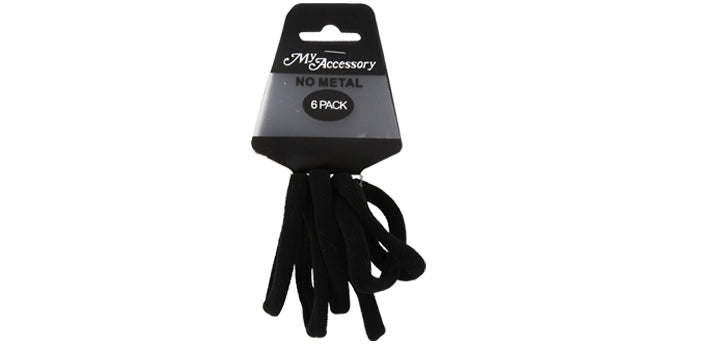 Hair Ring 06 Pack Knitted* Large Black