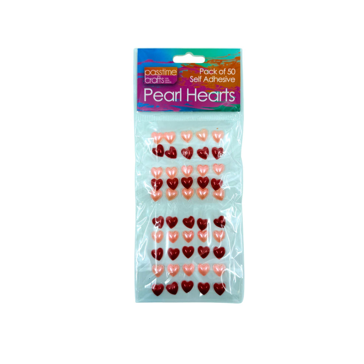 Pearl HeartAdhesive Gemstones Pack of 50