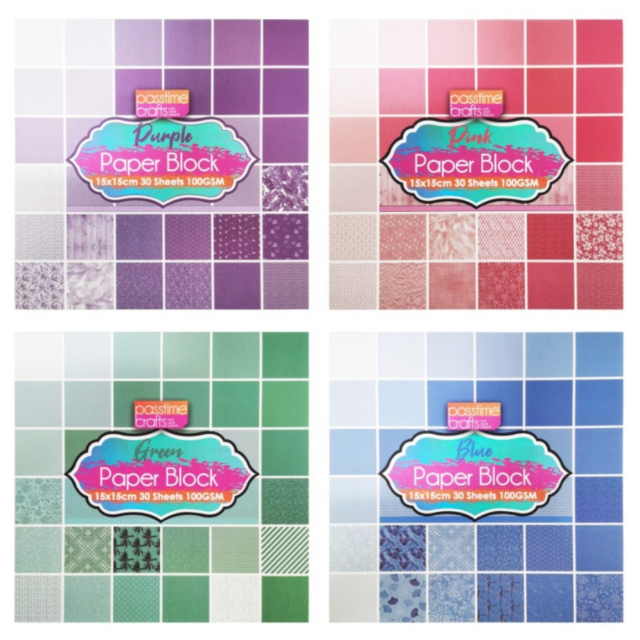 Pattern Paper Pad 15x15cm 30 Sheets - Colour Themed