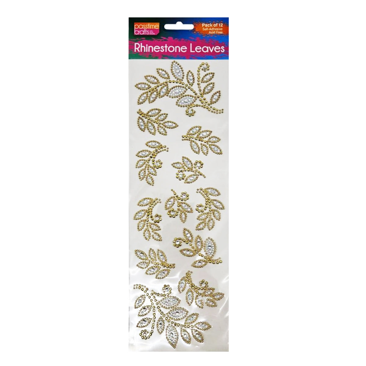 Rhinestone Adhesive Leaves Pack of 12