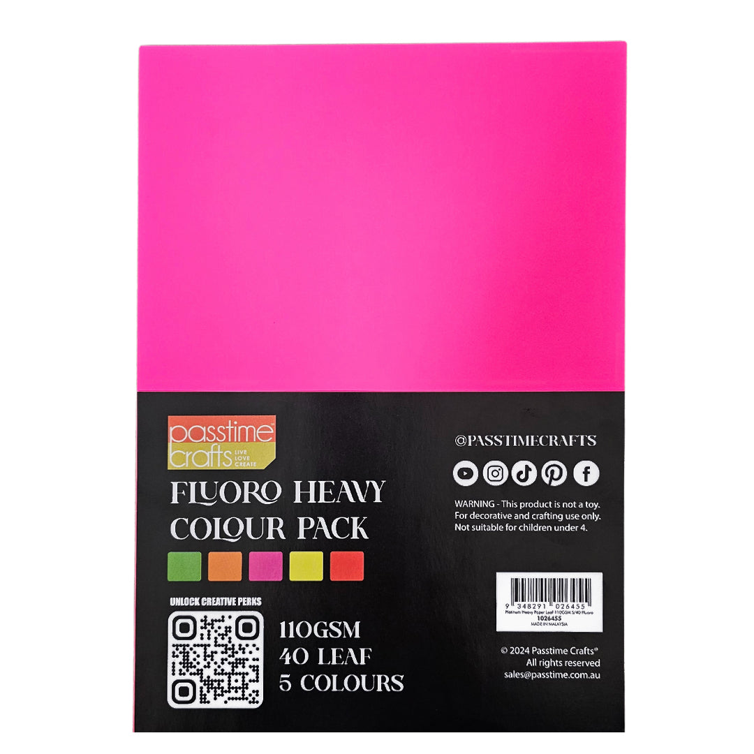 A4 Fluoro Cardstock 110GSM 40 Sheets