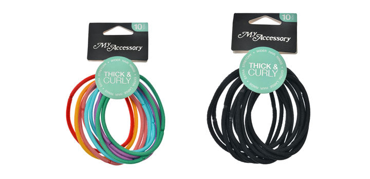 Hair Rings Extra Wide 10 Pack Colours & Black