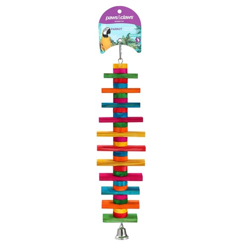 PARROT WOOD SPINNING TOY LGE W/ BELL 39X10CM