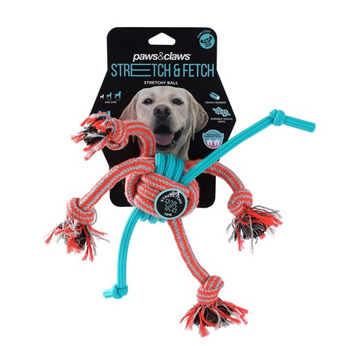 STRETCH & FETCH TPR + BRAIDED ROPE BALL 30X8X1.5CM