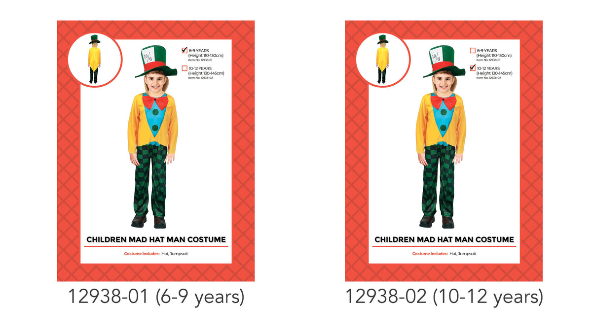 Children Crazy Hat Man Costume