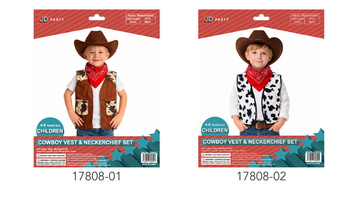 Cowboy Vest and Bandana Set - Cow Print