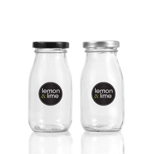 GLASS MILK BOTTLE 200ML 2 ASSTD