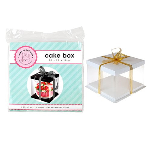 Cake Box Clear 26x26x18cm 2 Asstd Cols