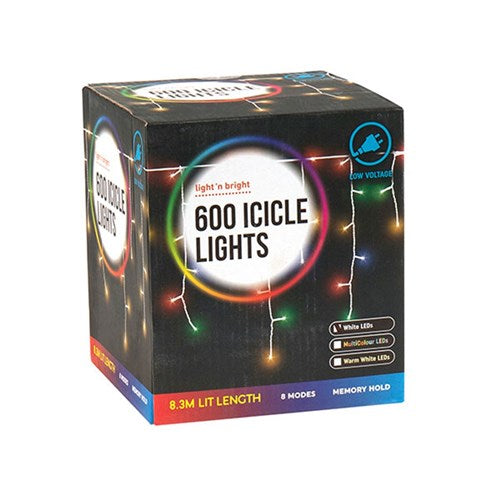 Lights Icicle Cool White 8F LV Pk600
