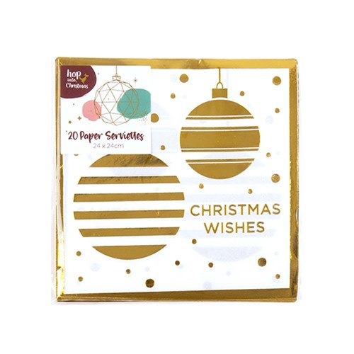 Paper Serviette Xmas Gold Foil 20pk P6.3 FSC Mix 70%