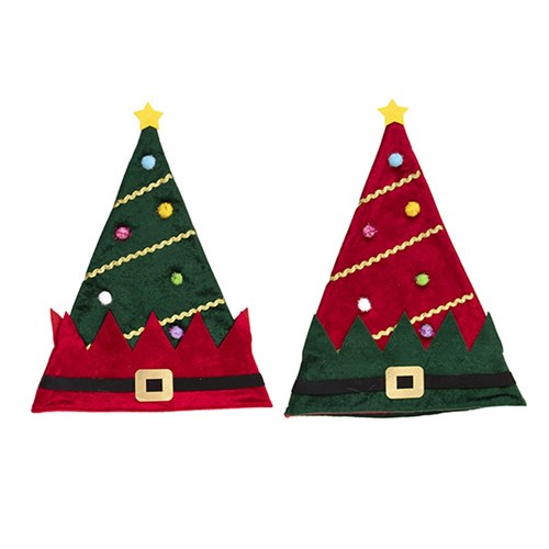 Hat Santa Xmas w Santa Belt 28x38cm 2 Asst