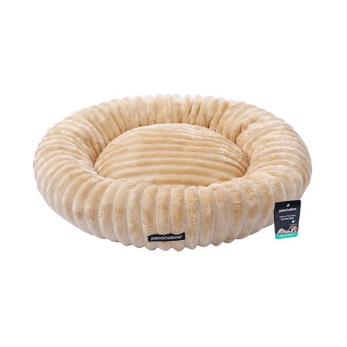RIBBED CHINCHILLA ROUND BED 60X60X15CM CAMEL