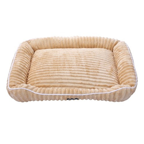 RIBBED CHINCHILLA WALLED BED 90X70X21CM CAMEL