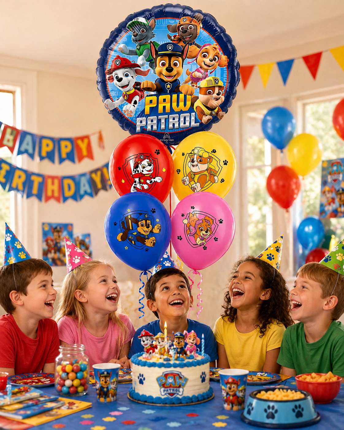 5PC CHARACTER BALLOONS HELIUM FILLED