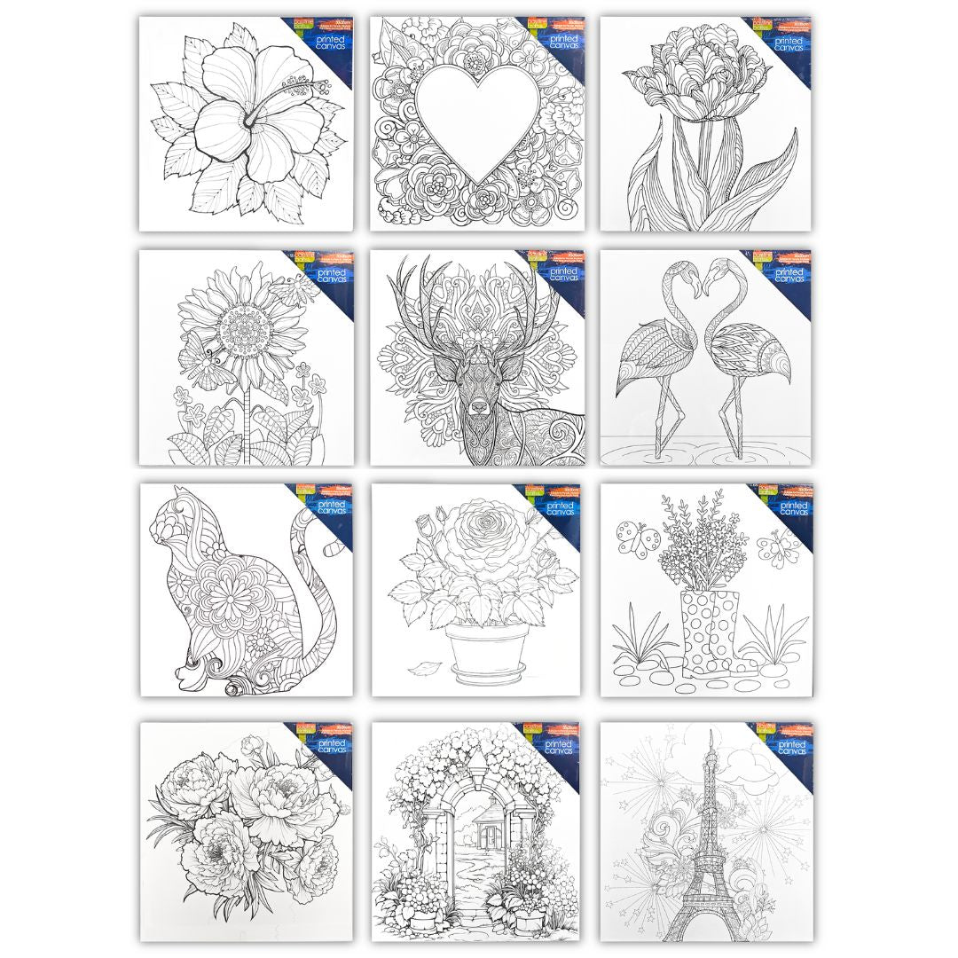 DIY Printed Stretched Canvas & Paint Kit 30x30cm