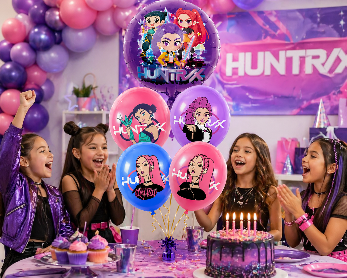 5PC CHARACTER BALLOONS HELIUM FILLED