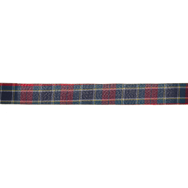 6.3cm Green And Red Velvet Tartan Ribbon