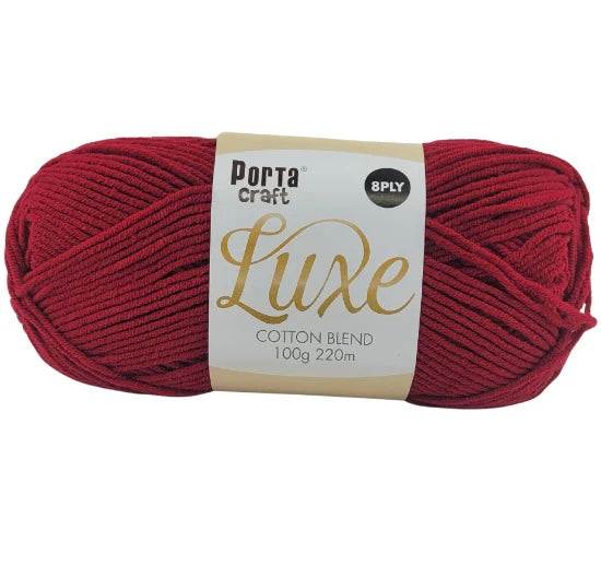 Luxe Cotton Blend Yarn 100g 220m 8ply - Ruby