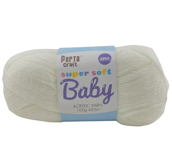 Super Soft Baby Acrylic Yarn 420m 4ply - White