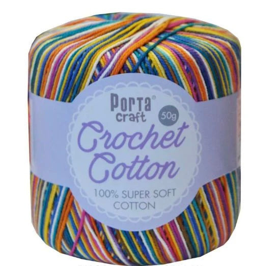Crochet Cotton 50g 145m 3ply - Variegated Gobstopper