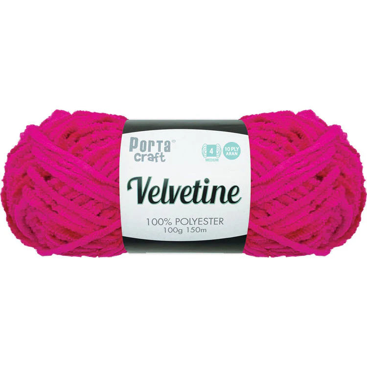 Velvetine Yarn 8ply 100g - Hot Pink