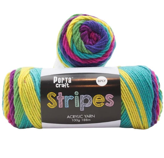 Stripes Acrylic Yarn 100g 188m 8ply - Parrot