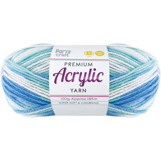 Acrylic Yarn 100g 189m 8ply - Variegated Sea