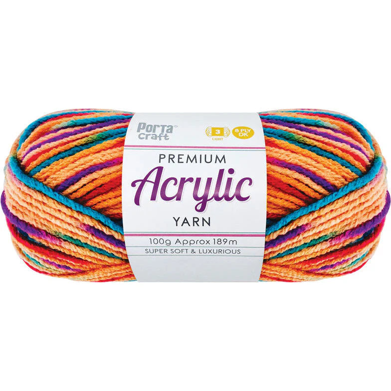 Acrylic Yarn 100g 189m 8ply - Variegated Fruit