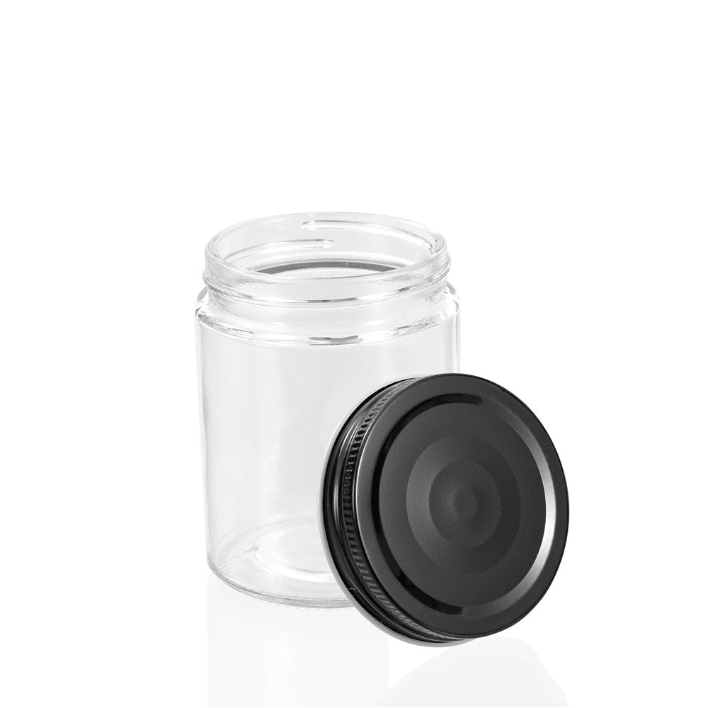CAPRI GLASS PRESERVE JAR 300ML 6PK BLACK LID
