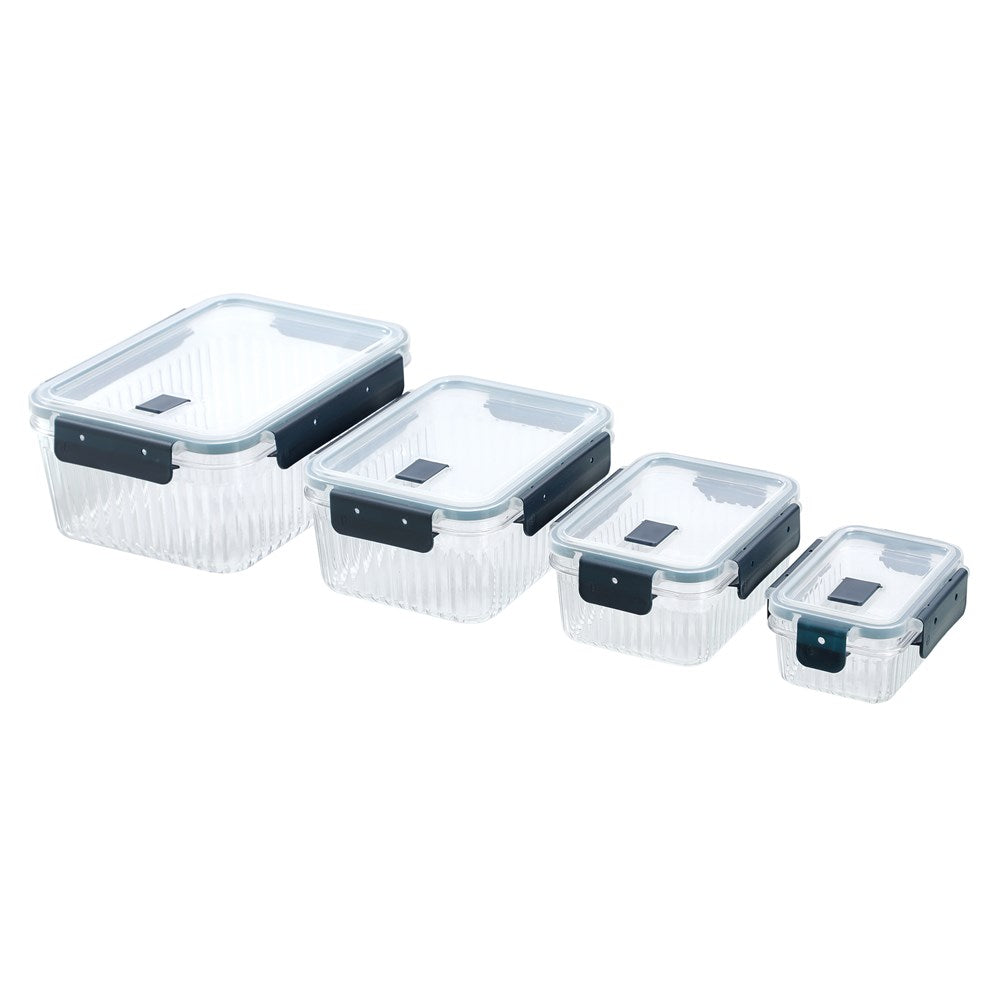 CRYSTAL RIBBED FOOD CONTAINER 360ML 2 ASSTD 14.3X10X6.2CM