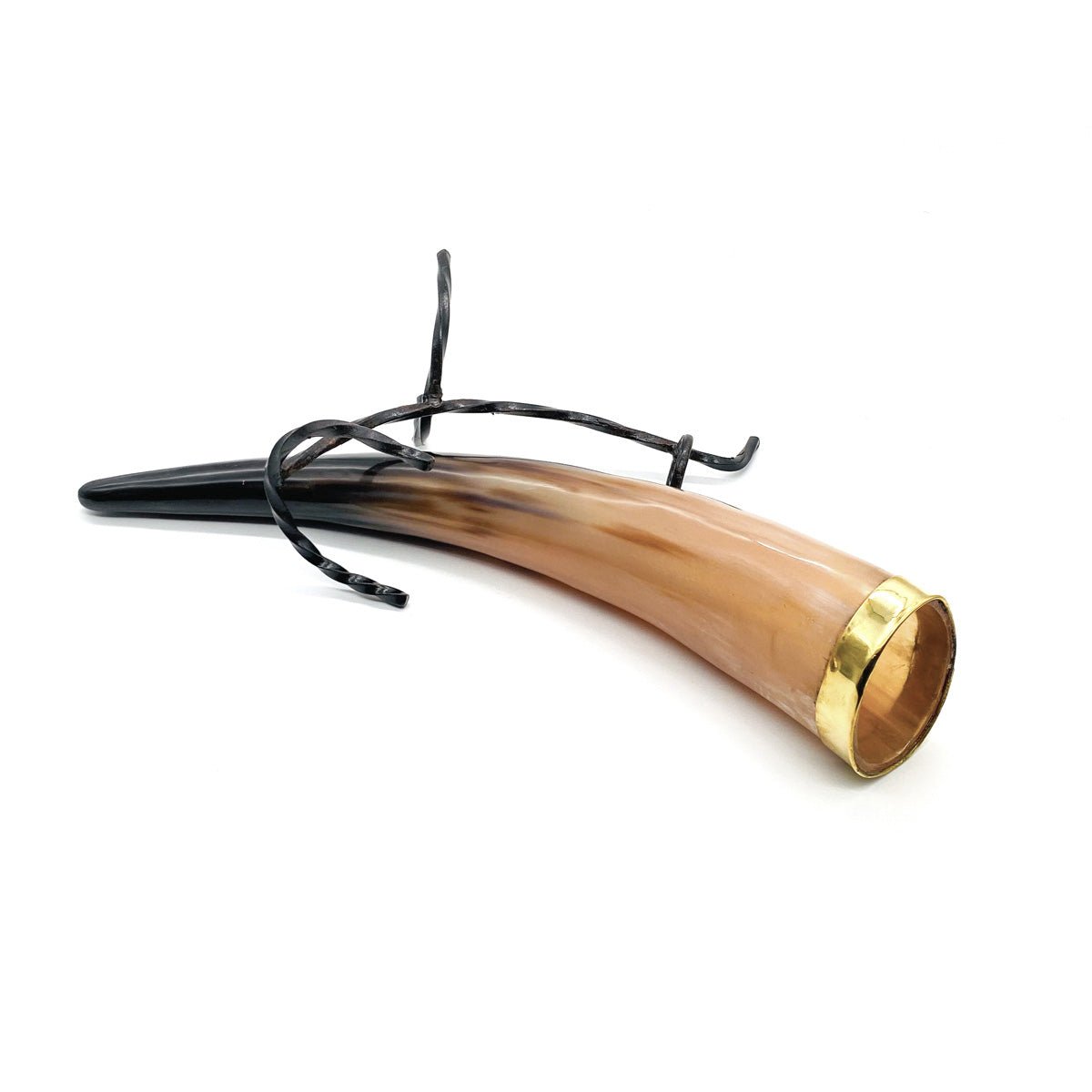 Viking Drinking Horn with Iron Stand