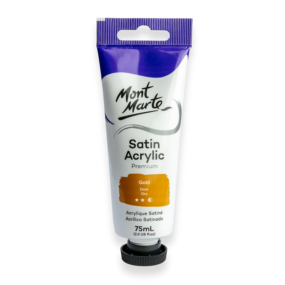 Satin Acrylic Paint Premium 75ml Tube - Gold