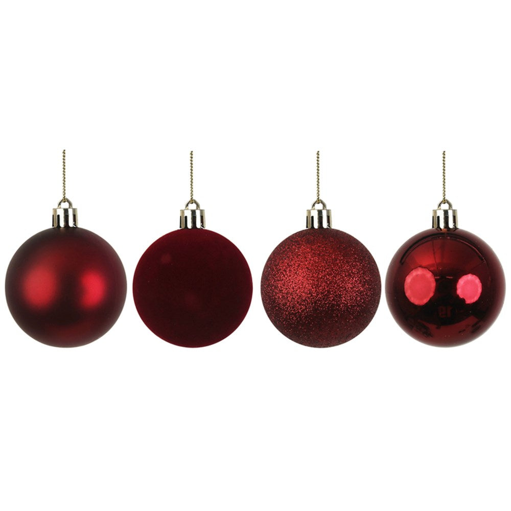 24PK 6CM MULBERRY RED SHATTERPROOF BAUBLES