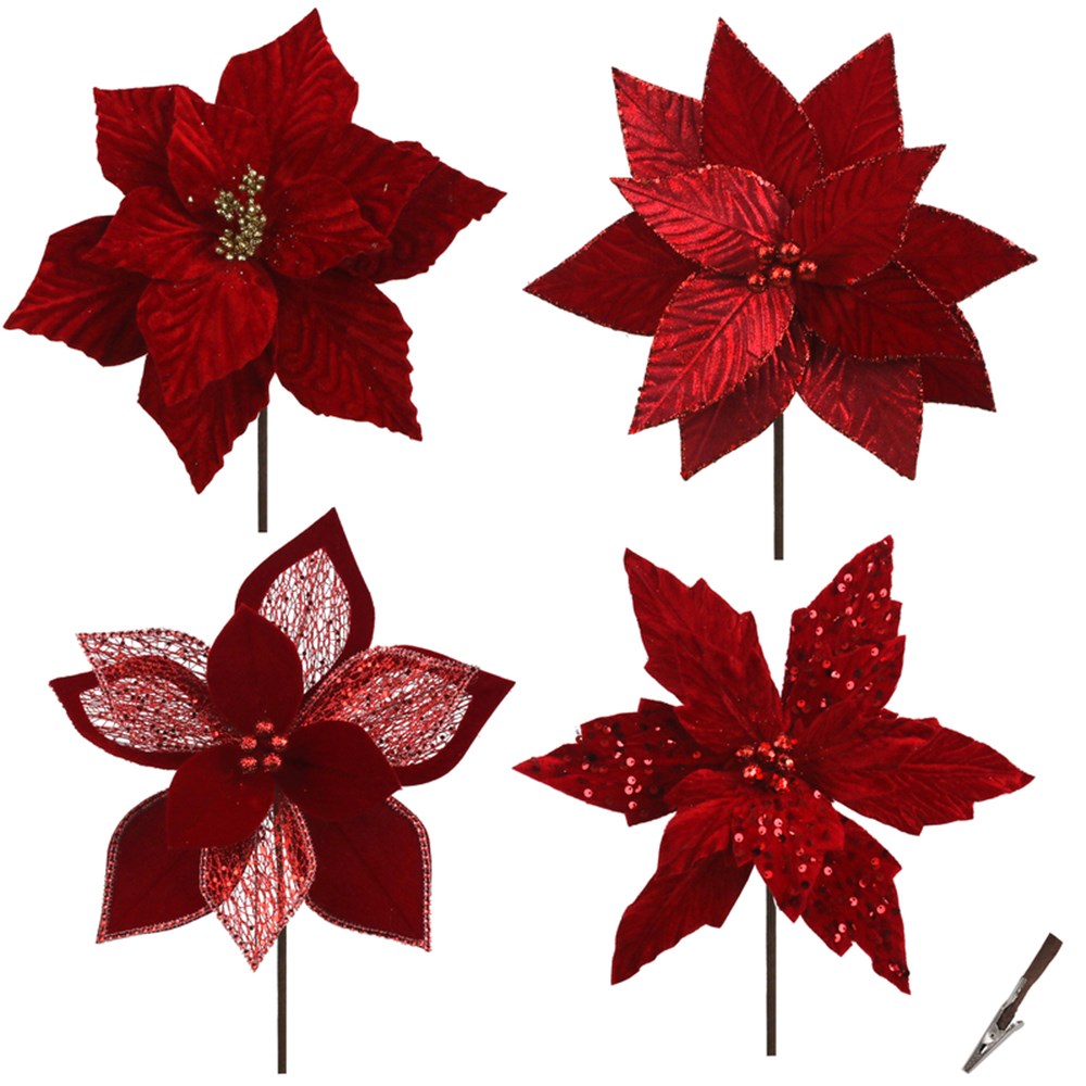 4A VERY BERRY RED POINSETTIAS 33-28CM