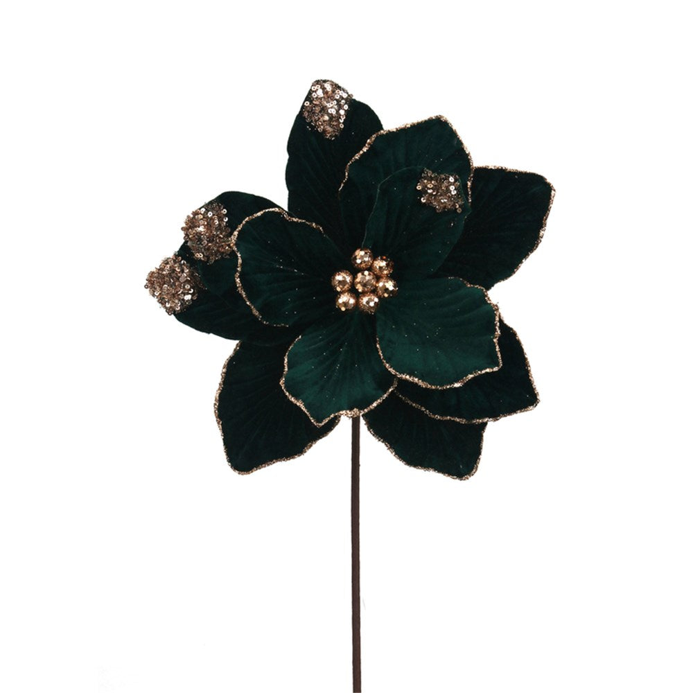 26CM EMERALD GREEN POINSETTIA W/50CM STEM