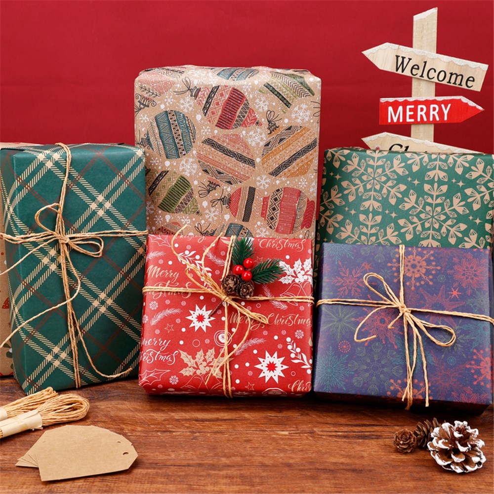 70CMX10M CHRISTMAS KRAFT ROLL WRAP