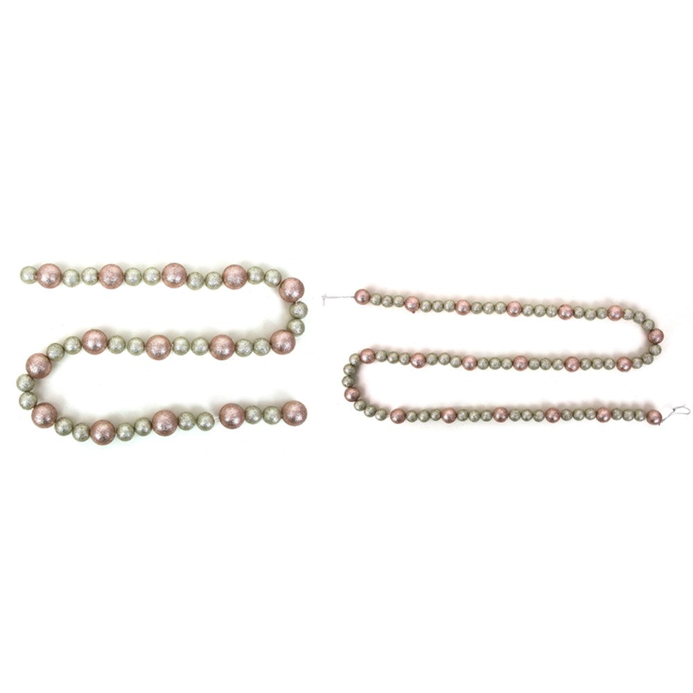 2A 140CM GLITTER BALL GARLAND CHAMPAGNE & ROSE GOLD