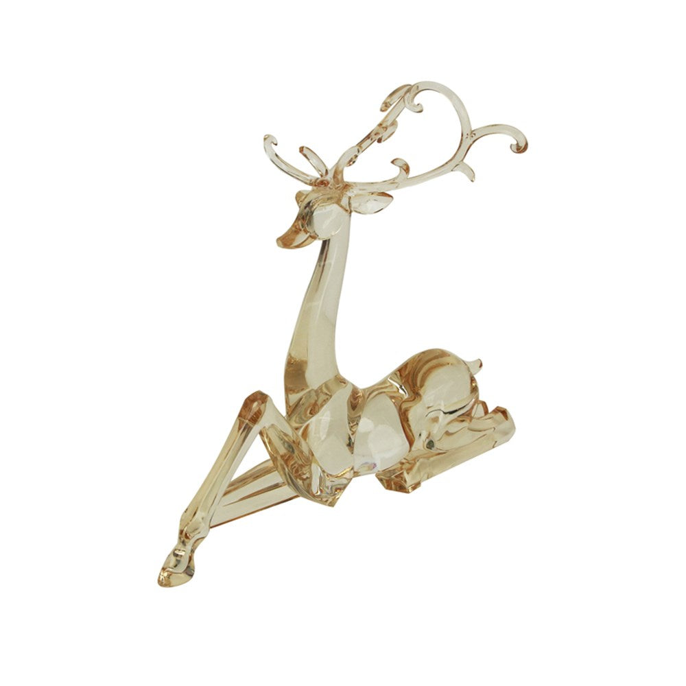 33CM CHAMPAGNE ACRYLIC SITTING REINDEER
