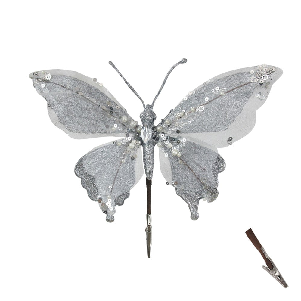 25X28CM SILVER BUTTERFLY W/CLIP