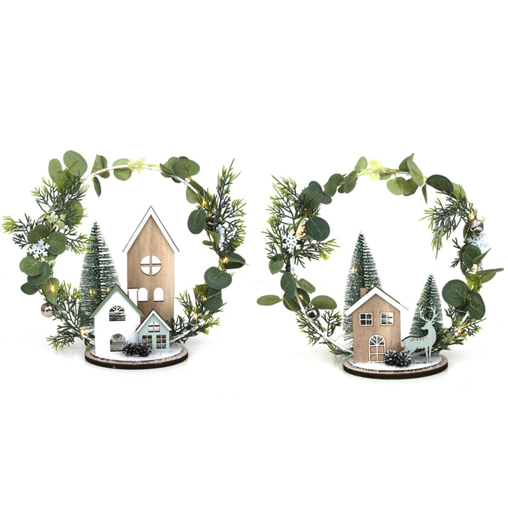 2A 30X10.5X27CM LIGHT UP CHRISTMAS HOUSE-2XAAA BATTERY