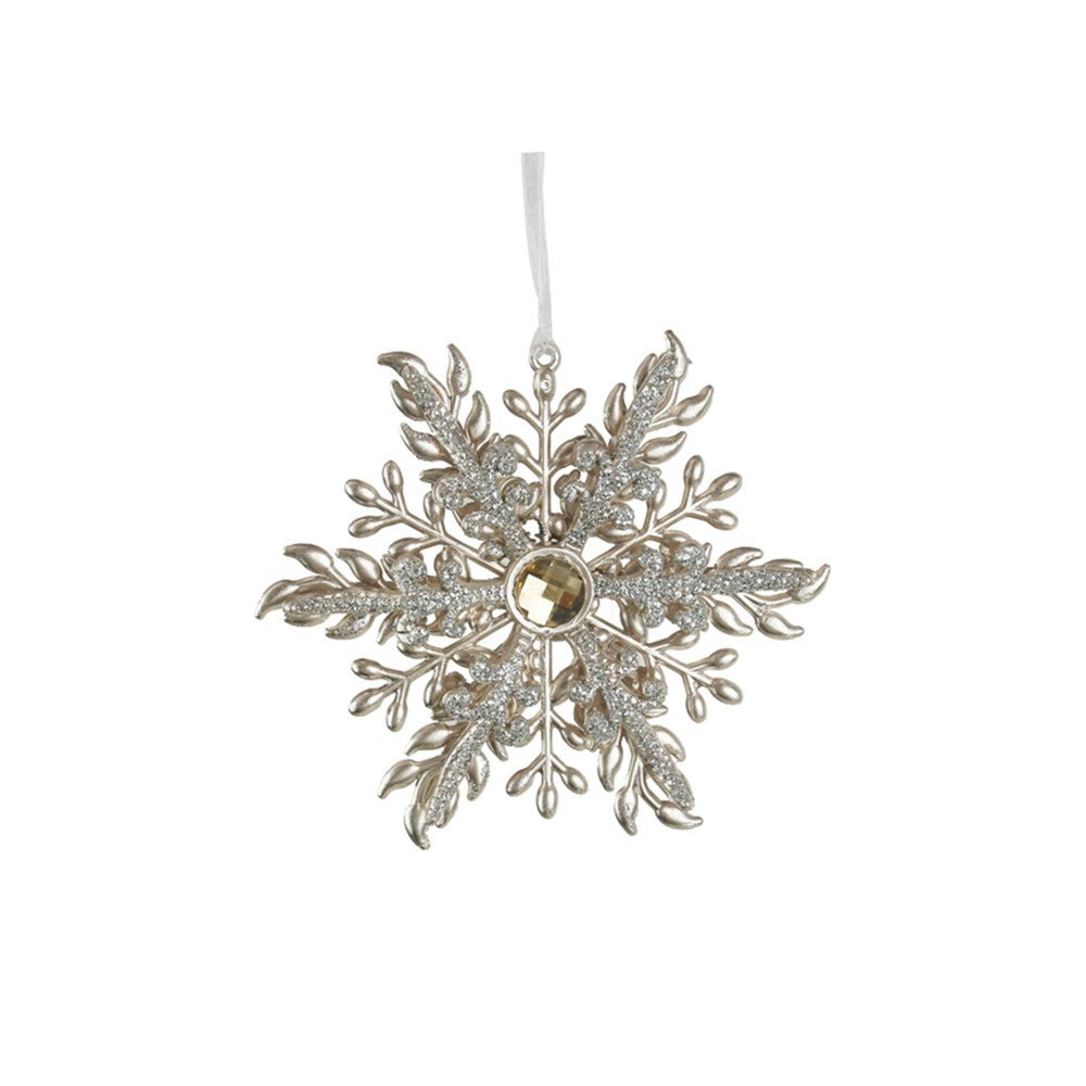 13CM PLATINUM SNOWFLAKE TREE DECO