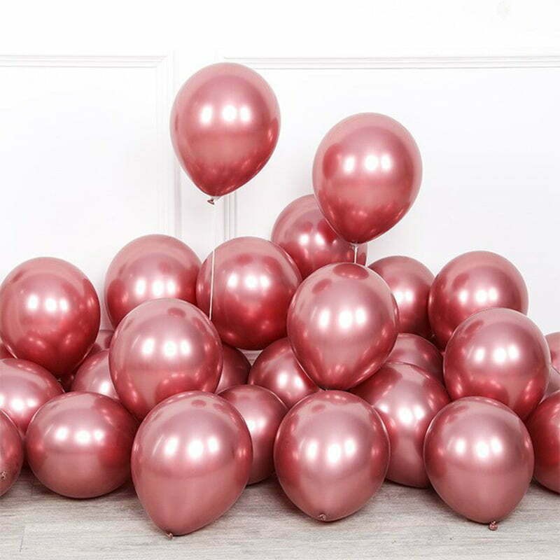 50 CHROME BALLOONS Rose Red