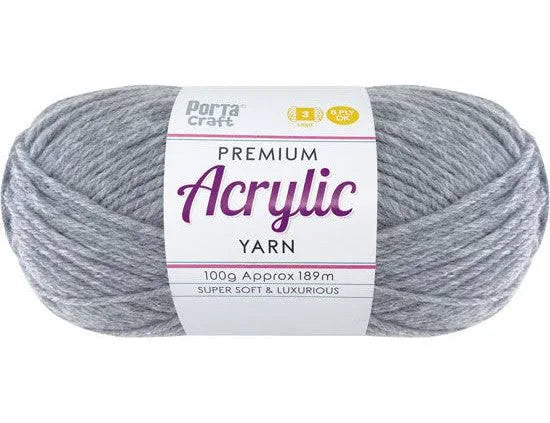 Acryl Yarn 100g 189m 8ply Solid 12 Silver Grey