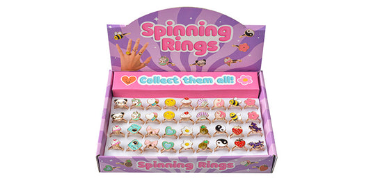 Spinning Rings Display Assorted Designs 36Pcs