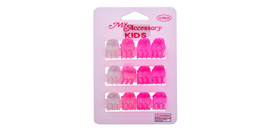 Mini Clip 12 Pack Pink With Glitter