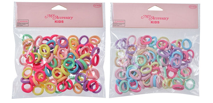 Hair Rings Multicolour Assorted 100 Pack