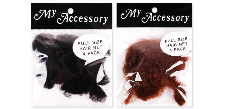 Hair Net Full Size 4 Pack* Black & Brown