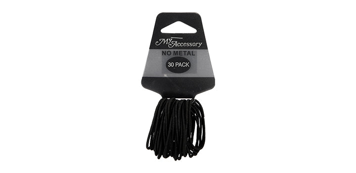 Hair Ring Black 30 Pack No* Metal Super Thin