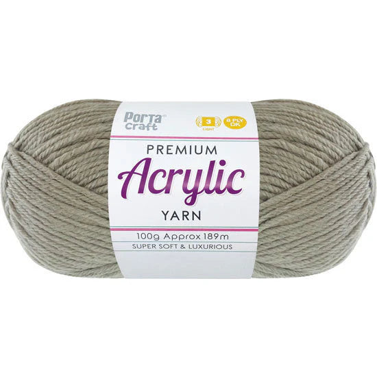 Acryl Yarn 100g 189m 8ply Solid 63 Taupe